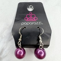 Paparazzi Purple Beaded Silver Tone Dangle Earrings Pierced Pair - £5.54 GBP
