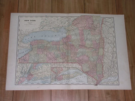 1887 Antique Map Of New York / Verso Massachusetts / New Hampshire Vermont - £19.40 GBP