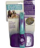 Slicker Brush Self Cleaning Slicker Brush - Purple New Glove Included For Dogs