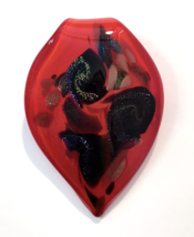 Glass Lampwork Slide Pendant Red with Glittery Accents  Large 2.5&quot; for Necklace - £10.33 GBP