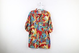 Vintage Streetwear Mens Large All Over Print Parrot Bird Hawaiian Button Shirt - £31.49 GBP