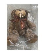 Napco Brown Tan Bear Plush Teddy Bear Toy Stuffed Animal Brown Satin Ribbon - $13.86