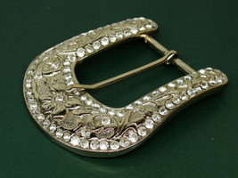 Western Floral Bling Belt Buckle Ladies Bejeweled Flashy Large - £19.76 GBP