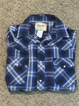 Wrangler Retro Western Shirts Men&#39;s Long Sleeve Plaid Pearl Snap Size L Large - £14.71 GBP