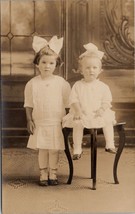 RPPC Darling Edwardian Girls Fabulous Bows Studio Postcard F26 - £10.35 GBP