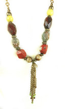 Chicos Andorra Stone &amp; Plastic Beaded Necklace 18&quot; drop Retail $42 - £17.05 GBP