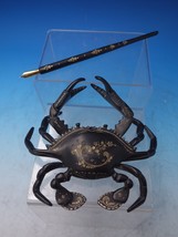 Cast Metal Inkwell Set 3pc Crab Shaped Painted Black with Embossed Gold  (#7246) - £553.84 GBP