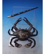 Cast Metal Inkwell Set 3pc Crab Shaped Painted Black with Embossed Gold ... - $932.47 CAD