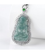Tara Guanyin 100% Untreated Natural Blue Water kind of Jade S925 CZ Pend... - £189.25 GBP