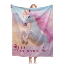 Magic Unicorn Personalised Blanket – Soft Custom Name Throw – Cute Gift ... - $40.85+