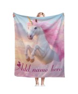 Magic Unicorn Personalised Blanket – Soft Custom Name Throw – Cute Gift ... - $34.00+