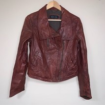 Brown Genuine Leather Moto Jacket Women’s Medium Zippered Motorcycle Bik... - £81.09 GBP