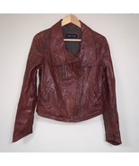 Brown Genuine Leather Moto Jacket Women’s Medium Zippered Motorcycle Bik... - £80.99 GBP