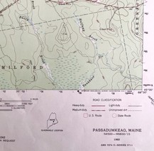 Map Passadumkeag Maine 1960 Topographic Geological Survey 1:62500 21 x 17&quot; TOPO2 - £29.96 GBP
