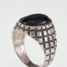 Vintage Oval Onyx Sterling Silver Band Ring SZ 8.75 - £94.93 GBP