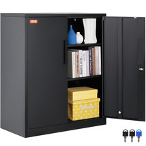 VEVOR Metal Storage Cabinet w/ 3 Keys 2 Adjustable Shelves &amp; Magnetic Door Black - £187.13 GBP