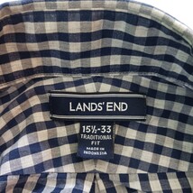 Land's End Traditional Fit Long Sleeve Men's Blue White Plaid Check Shirt 15 1/2 image 3