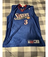 Vintage Allen Iverson 76ers Champion Jersey XXL Blue NBA Philadelphia Si... - $77.39