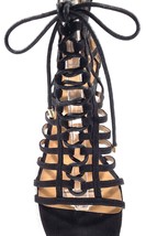 REPORT Women Cage Sandal Size 8.5 Black Sueded Ghillie Lacing Zip Back Berner - £22.55 GBP