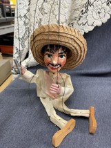 Vintage Mexican Gunslinger 15&quot; Marionette Puppet Hand Painted Composite Head - £20.28 GBP