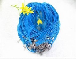 Wholesale 50pcs Light Blue Cyan Ribbon Voile Cord Necklaces - £12.11 GBP