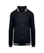 Cotton Best Men's Black Jacket Fleece White Line Varsity Style L/S (S01) - $42.93