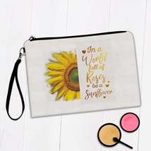 Be a Sunflower Quote Roses : Gift Makeup Bag Flower Floral Yellow Decor - £9.64 GBP+