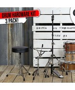 Hi-Hat Stand, Drummers Throne Seat &amp; Snare Stand - 3 PACK Drum Hardware ... - $121.55 CAD+