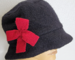 The Tog Shop Wool Womens Black Bucket Hat Red Bow Winter Warm Cute - £15.39 GBP