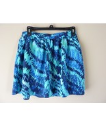 EXPRESS Blue Green Teal Print Full MINI SKIRT watercolor Size 0 High Waist - $15.66 CAD