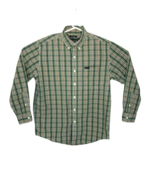 Chaps Button Down Shirt Long Sleeves Green Tan Yellow Plaid Mens Medium EUC - £11.95 GBP