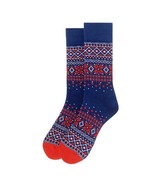 Men&#39;s Fair Isle Nordic Print Crew Socks Navy Blue Red Mens Dress Socks M... - $262.15 MXN