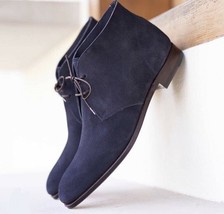 New Men&#39;s Chukka Collection Blue Color Lace Up Suede Leather Casual Boot - £121.78 GBP