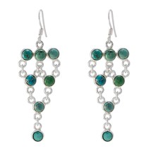 fair Turquoise 925 Sterling Silver Multi Earring genuine supplies CA gift - £18.15 GBP