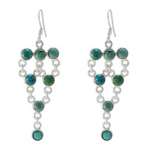 fair Turquoise 925 Sterling Silver Multi Earring genuine supplies CA gift - £18.52 GBP