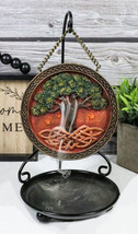 Celtic Tree Of Life Sacred Knotwork Roots Medallion Backflow Incense Cone Burner - £29.50 GBP