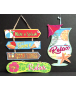 Beach Sandal Bar Glitter Party Relax Fun Tropical Drinks Decor Sign Lot ... - £15.74 GBP