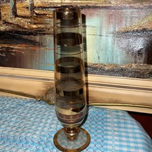 Vintage Bud Vase Gold Stripe Mid Century Glassware Hollywood Regency - $39.20