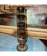 Vintage Bud Vase Gold Stripe Mid Century Glassware Hollywood Regency - $53.76 CAD