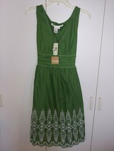 Max Studio Ladies Sleeveless Green Cotton V-NECK SUNDRESS-6-NWT-$128 TAG-CUTE - £35.87 GBP