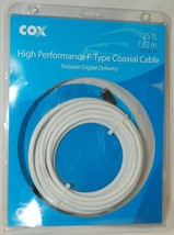 NEW Cox 25&#39; ft High Performance F-Type Coaxial WHITE Cable TV Line RG6 HDTV wire - £2.21 GBP