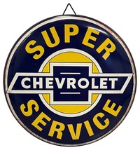 Super Chevy Service High Gloss Metal Button Sign 12&quot; Dia Man Cave or Garage - £11.79 GBP
