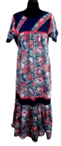 Good Times Hawaiian MuuMuu women dress sz M cotton rose motif VTG mumu luau - £27.84 GBP