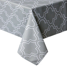 Tektrum 60&quot;X120&quot; Rectangular Moroccan Quatrefoil Tablecloth-Stain Resistant-Grey - £21.54 GBP