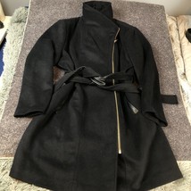 Vince Camuto Coat Women XXL Black Belted Dressy 2-Layer Jacket Wool Funn... - £47.39 GBP
