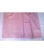 Vintage Deco Pink Linen Hand Embroidered Large Sheet Drawn work Flat She... - £39.16 GBP