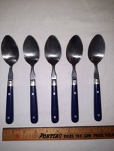 5 Washington Forge WF Mardi Gras Navy Blue Stainless Steel Oval Soup Spoon - £26.01 GBP
