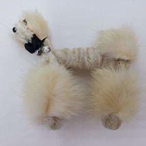 Mink French Poodle Dog Brooch Pin Rhinestone Collar Genuine Mink Fur 1950s Vtg - £21.55 GBP