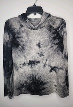 Anthropologie Coin 1804 M Tie Dye Hoodie Top Black Gray Lightweight Stre... - $16.93