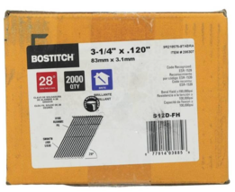 Bostitch S12D-FH 28° Wire Coil Framing Nail 3-1/4&#39;&#39; x .120&#39;&#39; Steel 2000-PK - $58.40